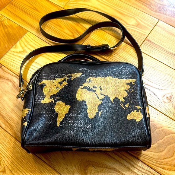 Handbags - Globe Print Crossbody Purse